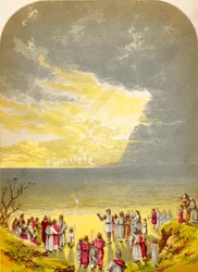 Christian Crossing the River, from The Pilgrims Progress by John Bunyan, published c.1880